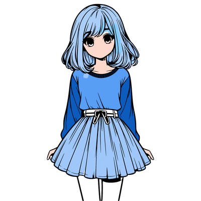 realistic girl with a skirt on