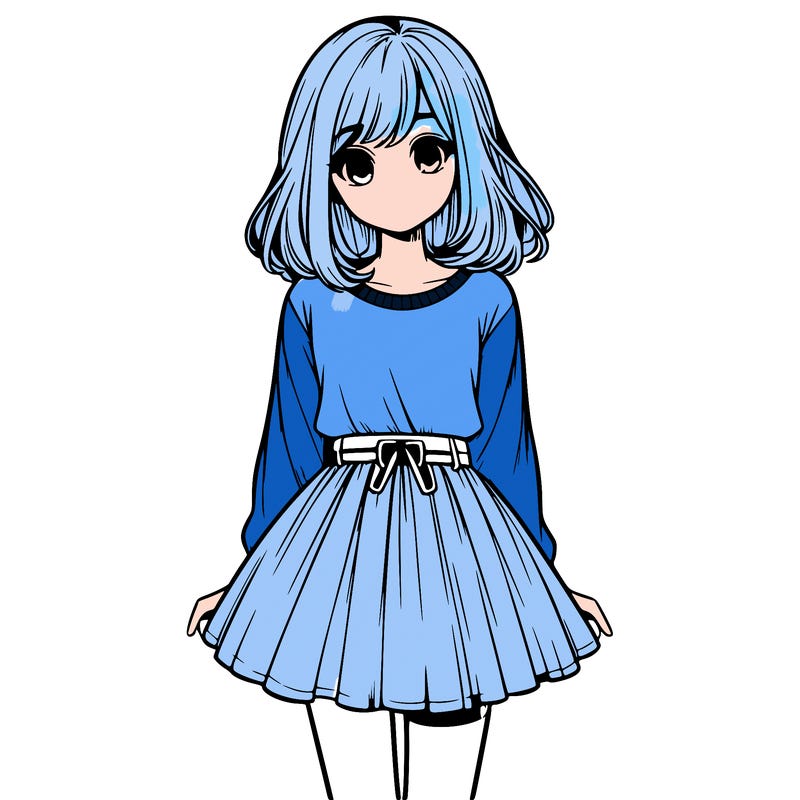 realistic girl with a skirt on