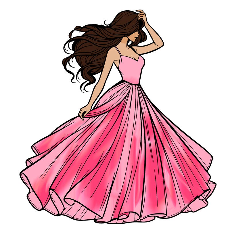 realistic woman with dress flowing in the wind