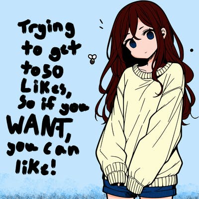 manga teen girl  in a sweater and baggy pants