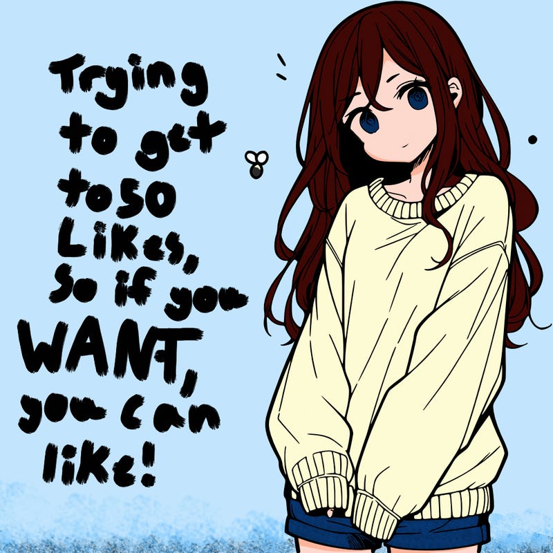 manga teen girl  in a sweater and baggy pants