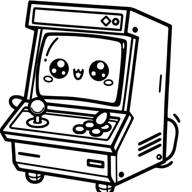 kawaii living arcade machine with arms and legs