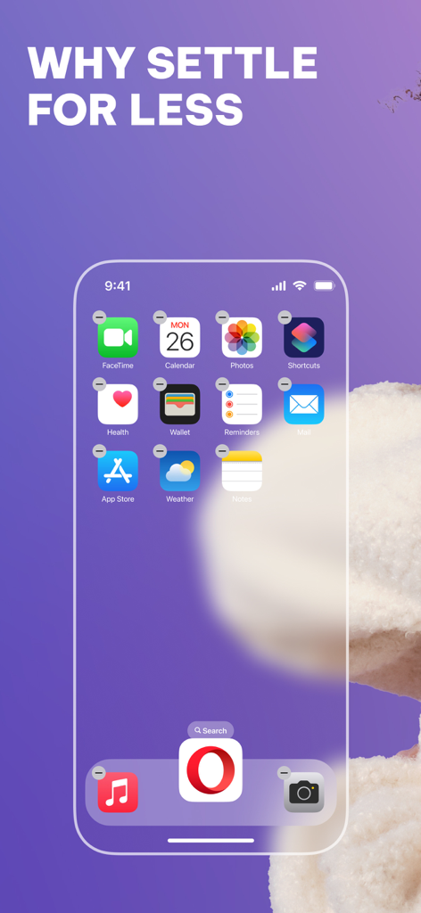Opera AI Browser-Symbol im Dock des iPhone-Startbildschirms