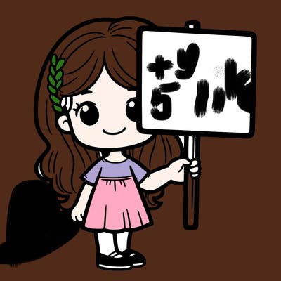 girl with white sign