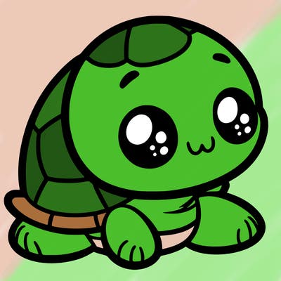 cute little animated turtle