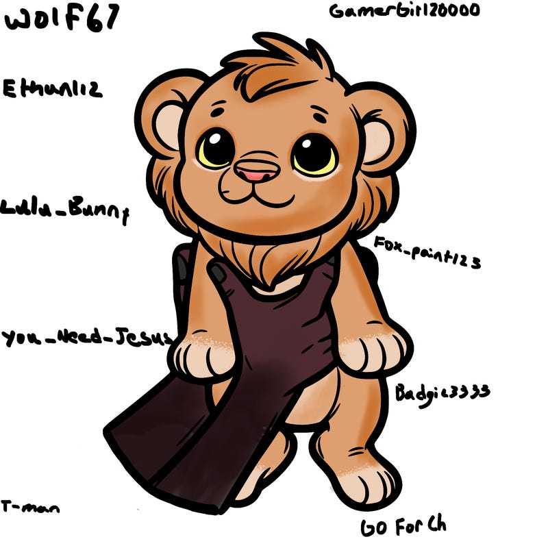 baby lion being held up