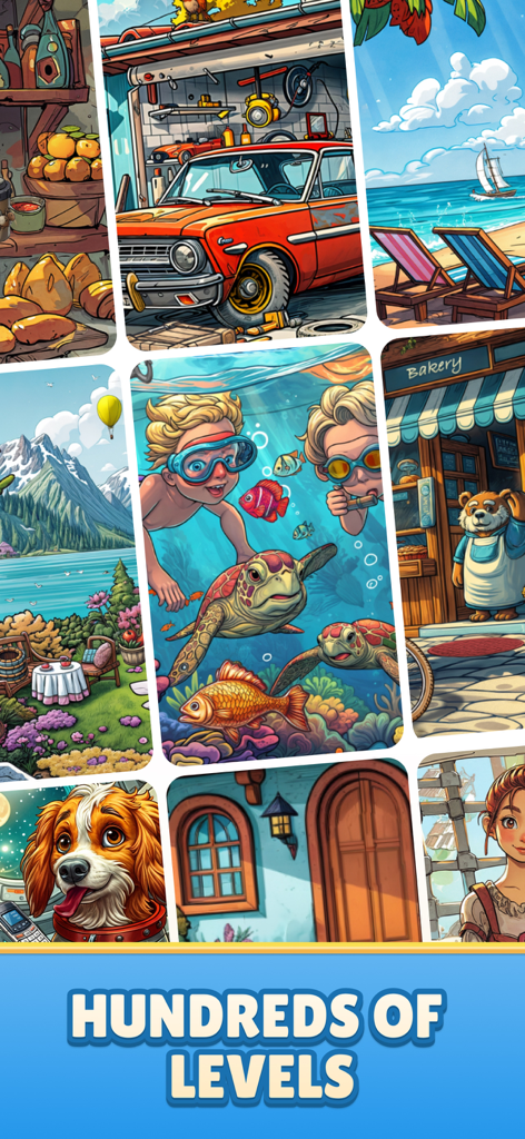 Find Master - Spot Differences - Griglia di puzzle illustrati colorati dal gioco Find Master Spot Differences