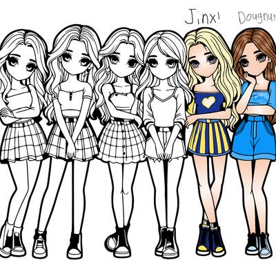 a group of girls realistic