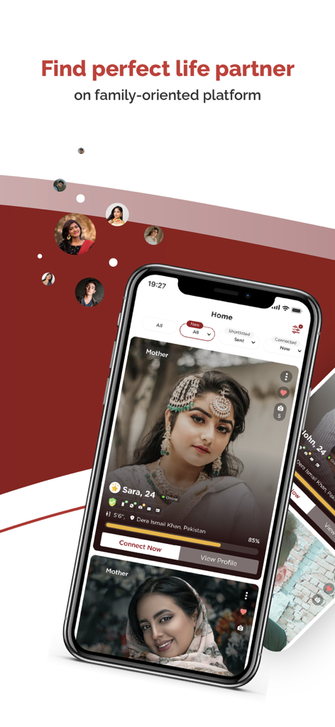 Shadi.Pk - Matrimonial App - Pantalla de la aplicación matrimonial Shadi Pk mostrando perfiles de usuario para encontrar pareja