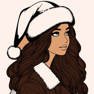 realistic girl in santa hat