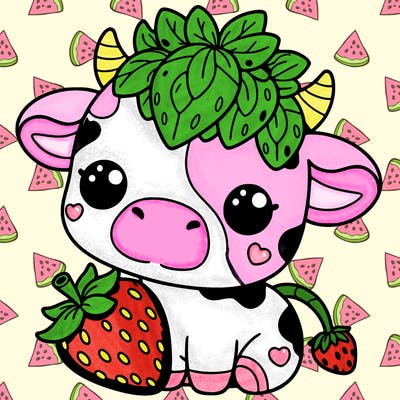 cute strawberry cow