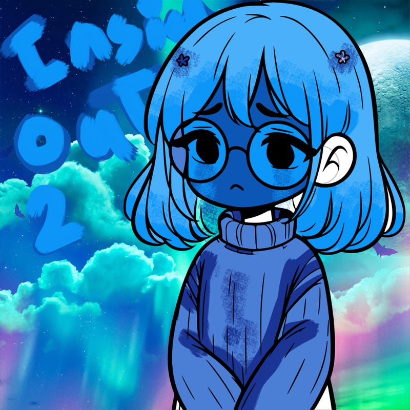 sad girl with glasses in a sweater