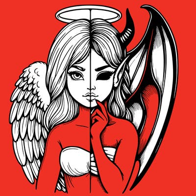 realistic angel half demon