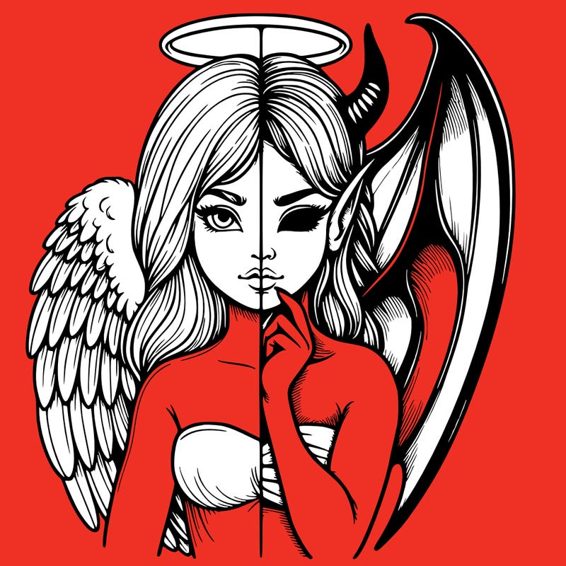 realistic angel half demon