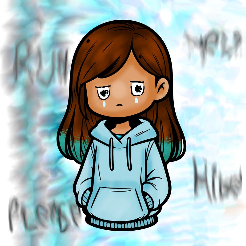 girl and a sweatshirt that is cartoon looking