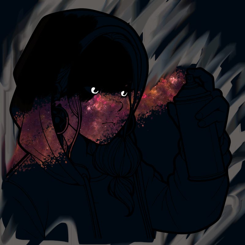 a realistic girl, spray painting