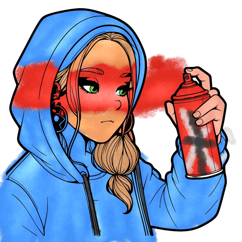 a realistic girl, spray painting