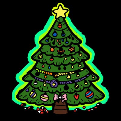 christmas tree with lots of details