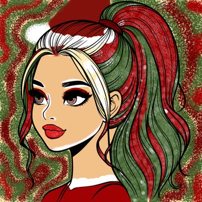 realistic girl with a high ponytail