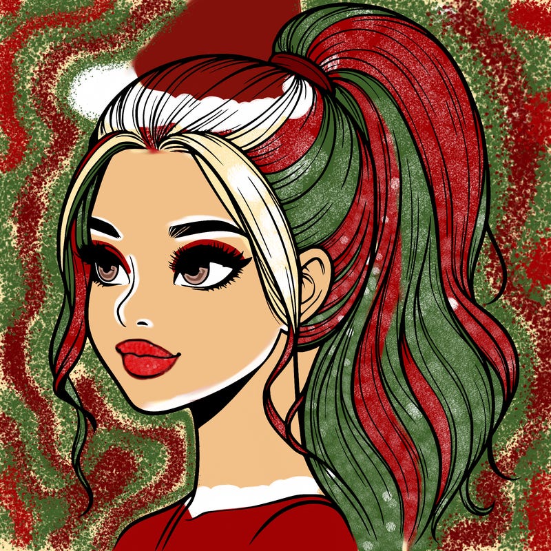 realistic girl with a high ponytail