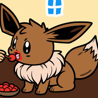 the pokemon eevee eating