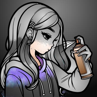 a realistic girl spray painting