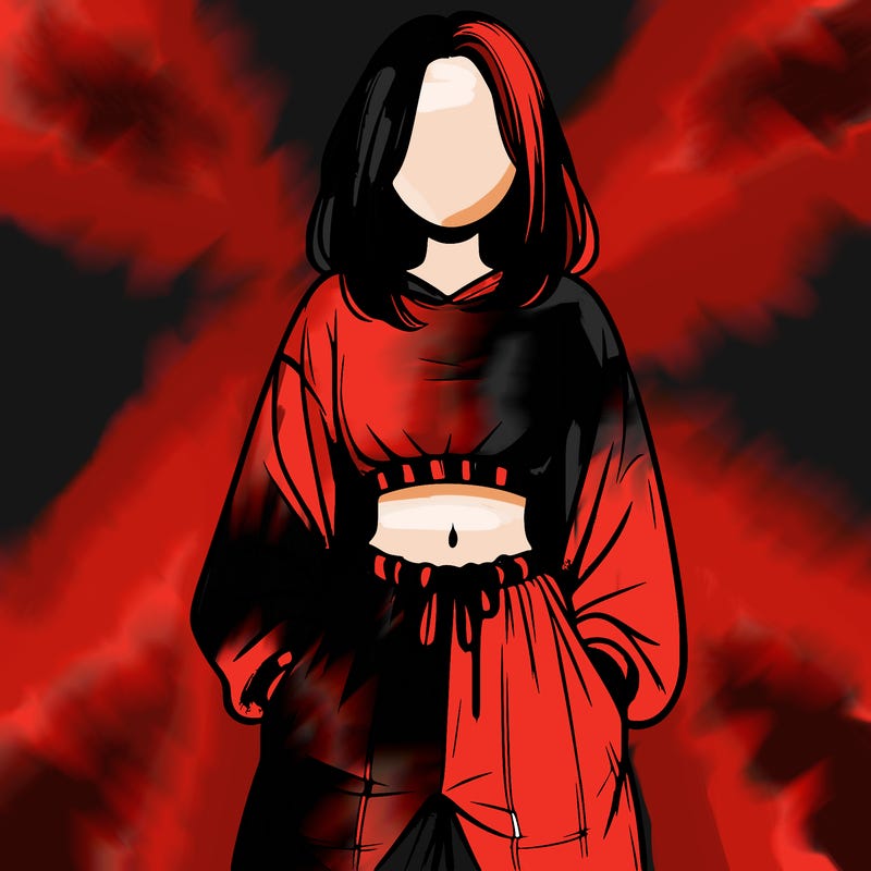 realistic girl faceless with baggy pants and a crop top