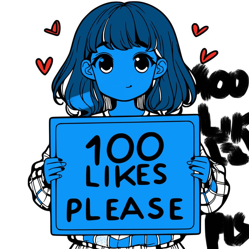 a girl holding a sign saying 100 likes please