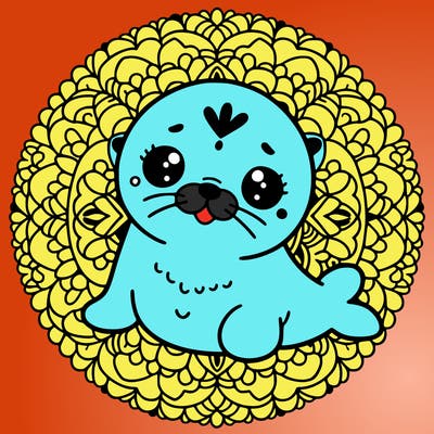 a cute baby seal mandala