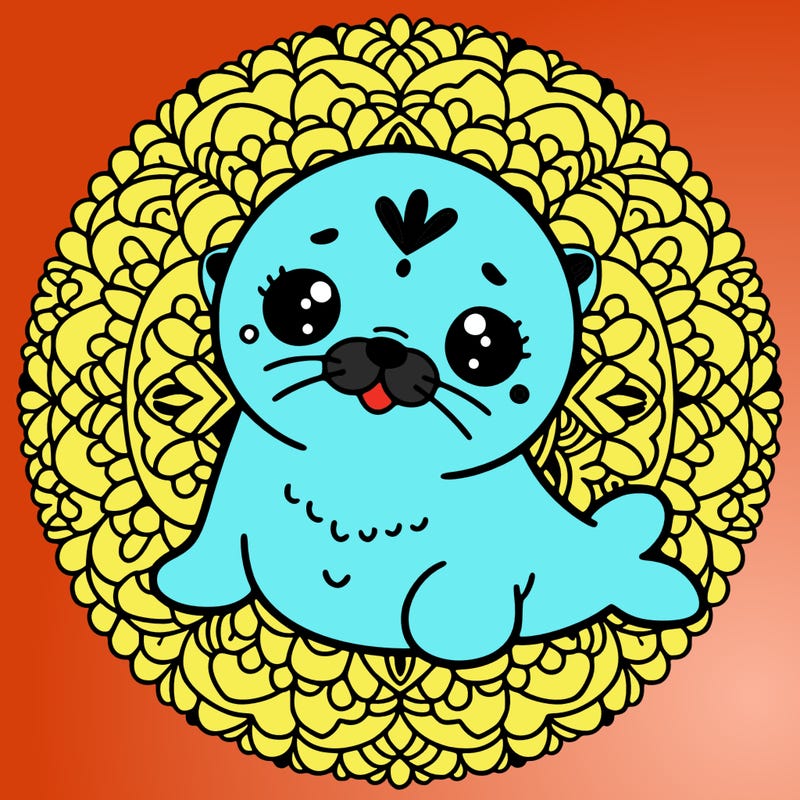 a cute baby seal mandala