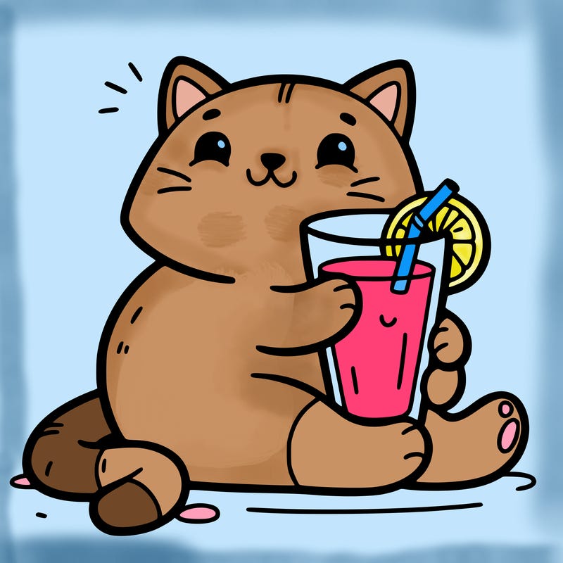 cat with orange juice