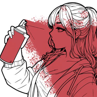 a realistic girl spray, painting
