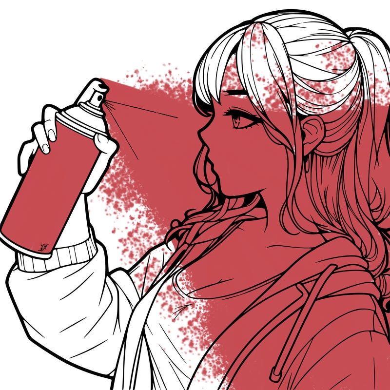 a realistic girl spray, painting