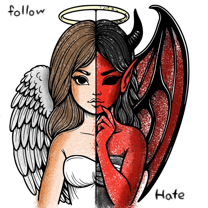 realistic angel half demon