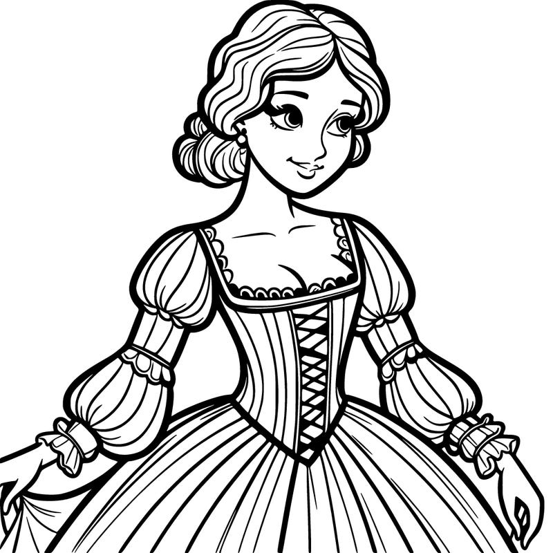 a woman from the renaissance in a dress and corset
