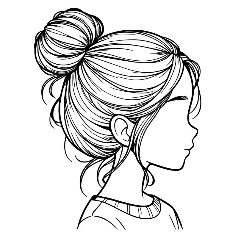 realistic girl with hair bun