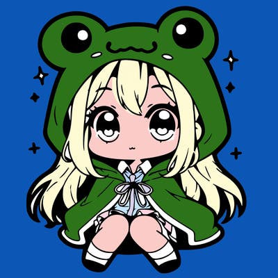 chibi girl with frog hoodie