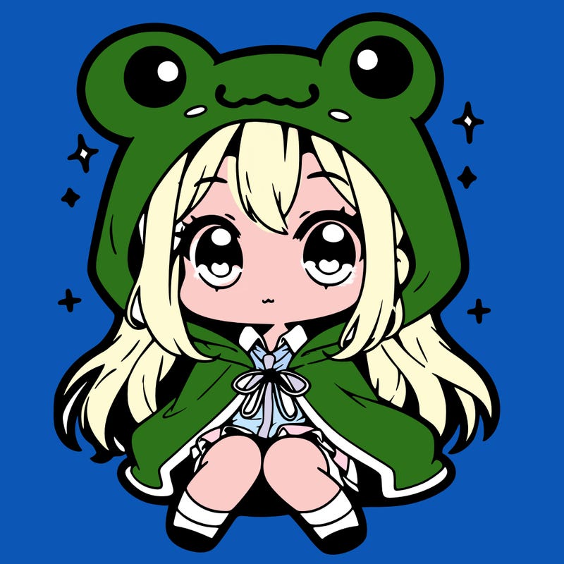chibi girl with frog hoodie