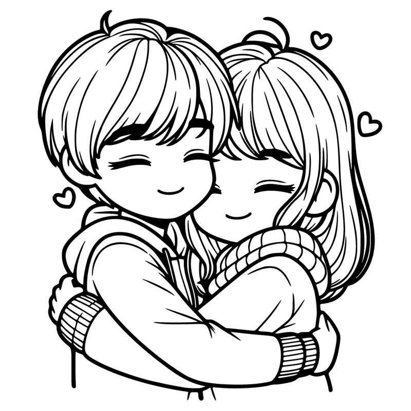 cute realistic couple hugging