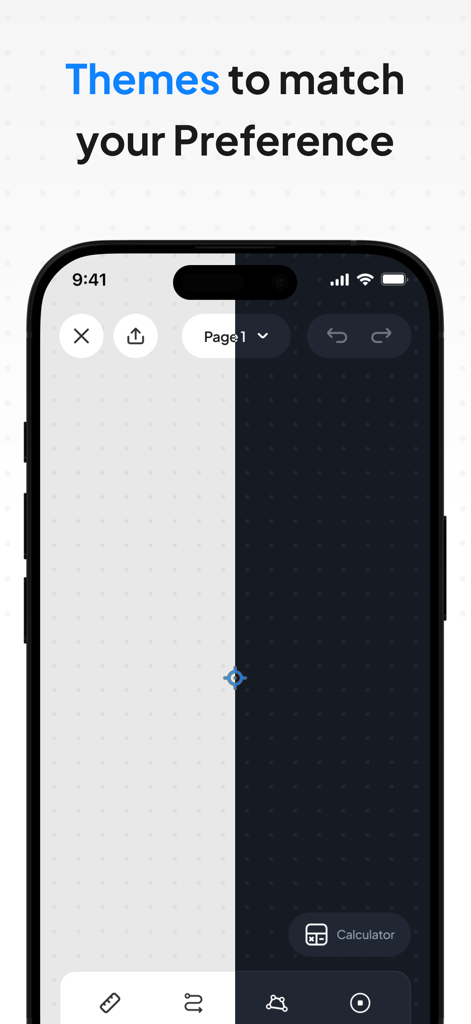 Planformer – Smart Takeoffs - Comparison of light and dark mode themes in the Planformer takeoff app