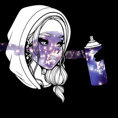 a realistic girl, spray painting