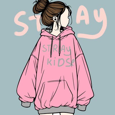 realistic girl with a oversized sweatshirt on and a bun