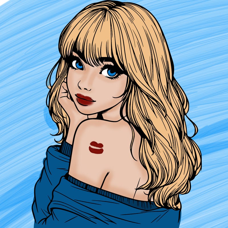 realistic girl with bangs looking over her shoulder