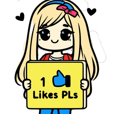 girl holding a sign saying 10 likes pls