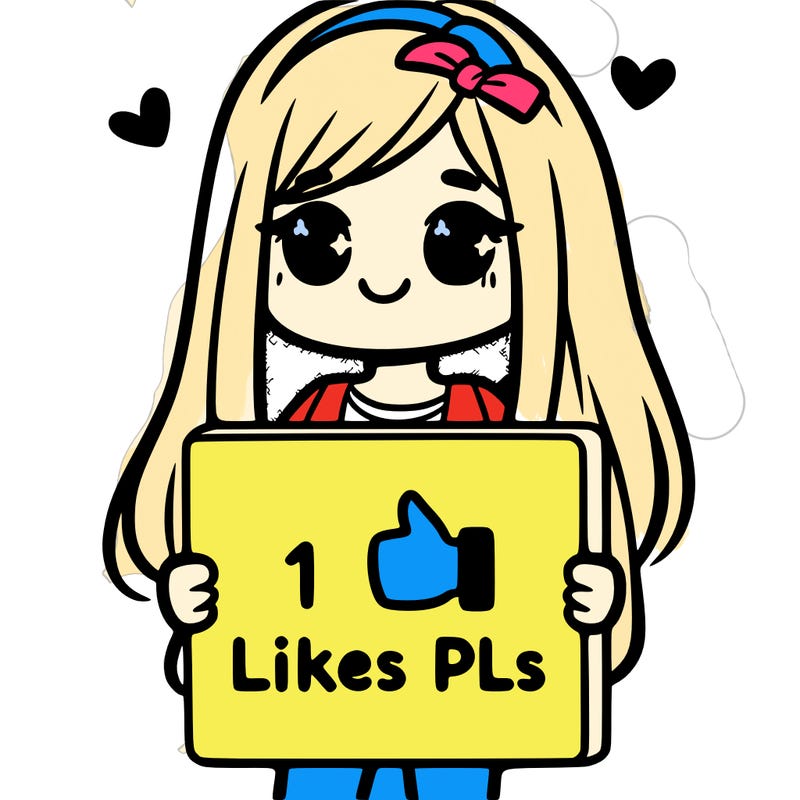 girl holding a sign saying 10 likes pls
