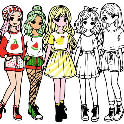 a group of five girls