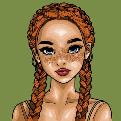 realistic girl with braids