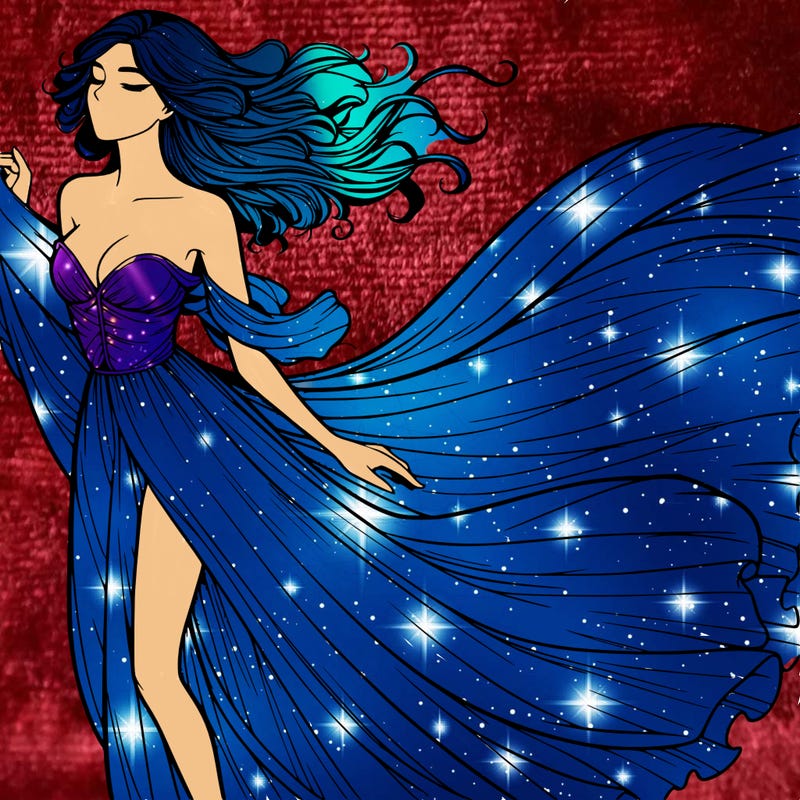 realistic woman in dress flowing the the wind