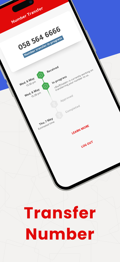Real-time status tracking for mobile number porting in the Virgin Mobile UAE app