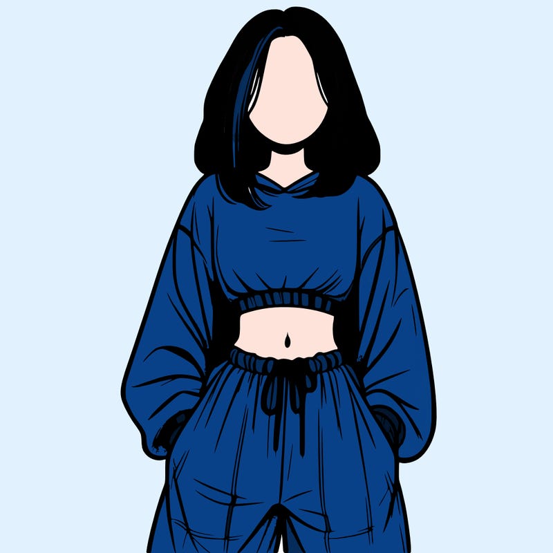 realistic girl faceless with baggy pants and a crop top